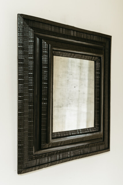 18th century Italian ebonised pearwood mirror ...