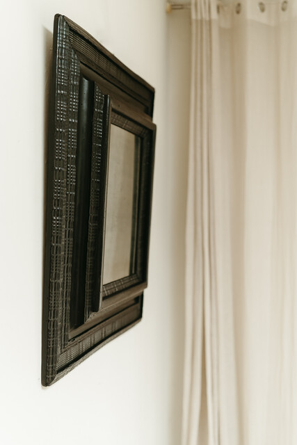 18th century Italian ebonised pearwood mirror ...