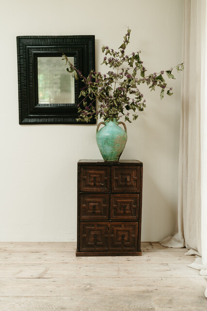 18th century Italian ebonised pearwood mirror ...