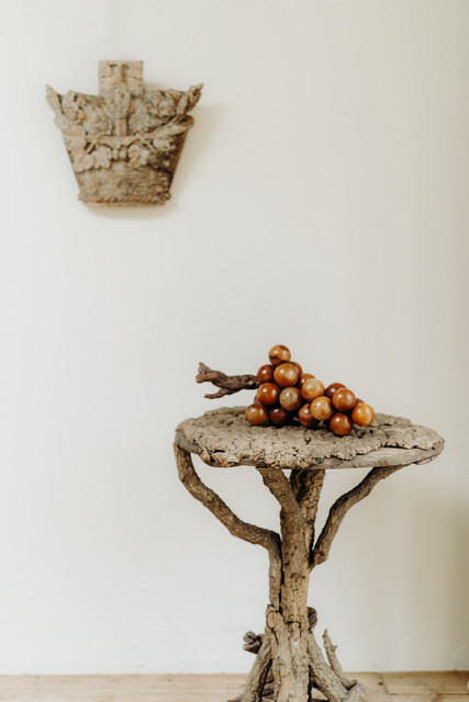 18th century wooden sculpture of a flowerbasket ...