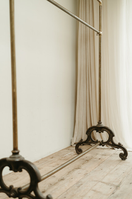 19th century French coatrack, castiron/copper ...