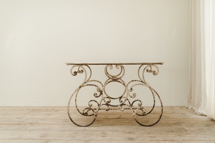 19th century French marbletopped iron garden table ...