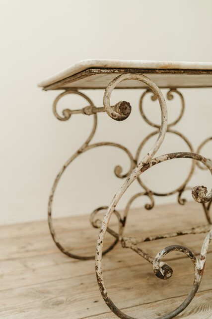 19th century French marbletopped iron garden table ...