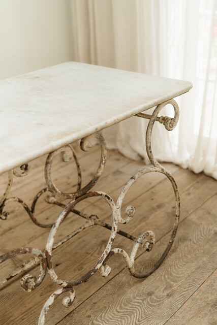 19th century French marbletopped iron garden table ...