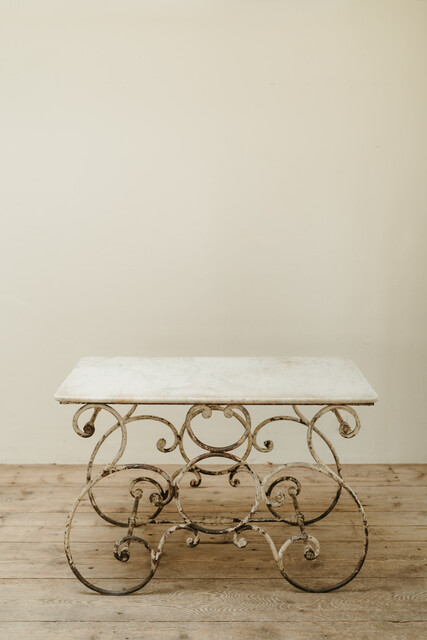 19th century French marbletopped iron garden table ...