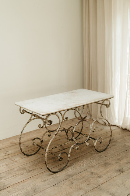 19th century French marbletopped iron garden table ...