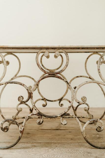 19th century French marbletopped iron garden table ...