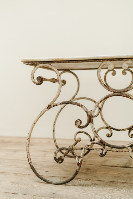 19th century French marbletopped iron garden table ...