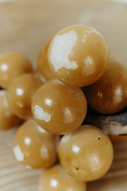 Italian alabaster grapes ... covered with yellow varnish...