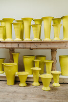 lot of yellow painted 1950s zinc vases from French flowershop ...