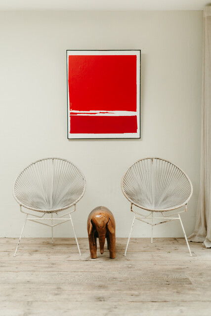 pair of white vintage metal and rope scoubidou chairs ...