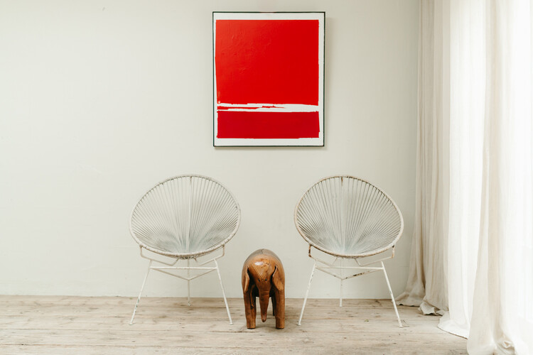 pair of white vintage metal and rope scoubidou chairs ...