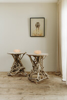 quirky pair of poplarwood and vine side tables ...