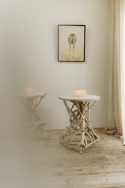 quirky pair of poplarwood and vine side tables ...