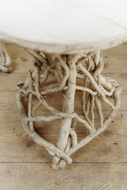 quirky pair of poplarwood and vine side tables ...