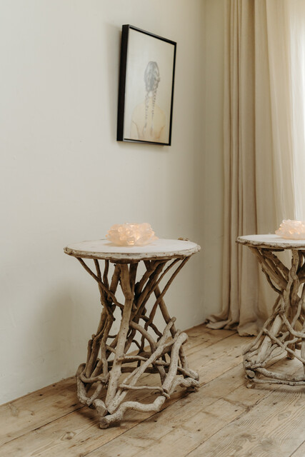 quirky pair of poplarwood and vine side tables ...