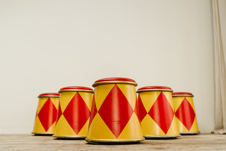 Set of 6 quirky circus stools ..