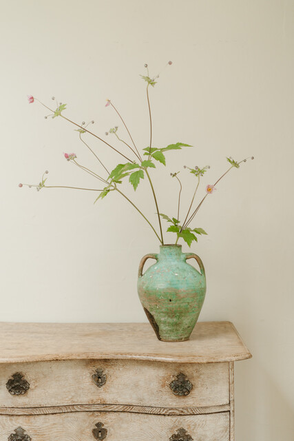 Spanish terra cotta vase ... amazing blue/green patina ... 