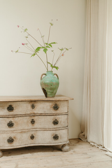 Spanish terra cotta vase ... amazing blue/green patina ... 