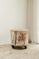 treetrunk table on wheels ...