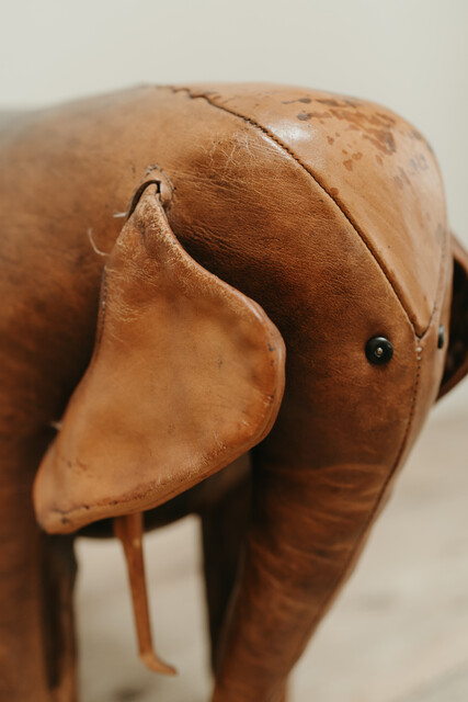 vintage leather pouf, 1970's, Omersa ...