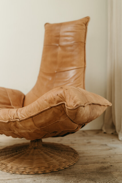 Wemmes ... Gerard van den Berg leather/wicker chair ...