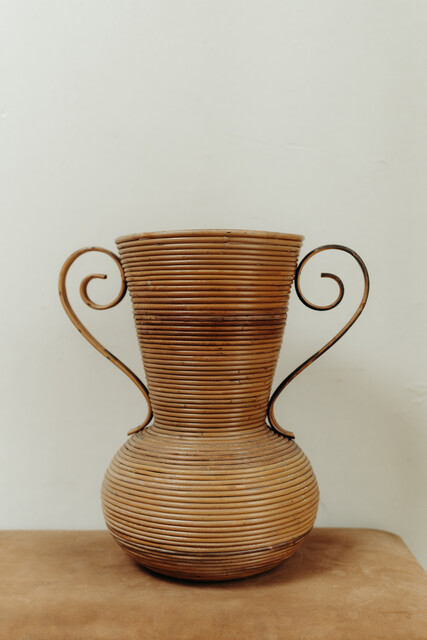 xl 1970's rattan vase ...