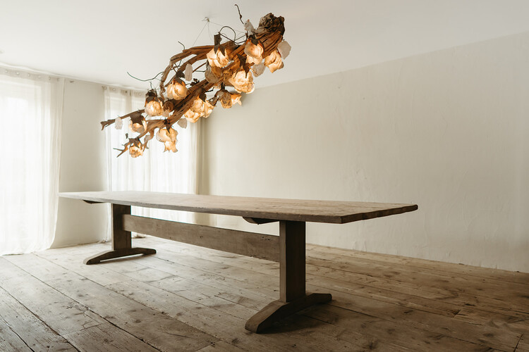 xxl oak dining/conference table, pine base ... 