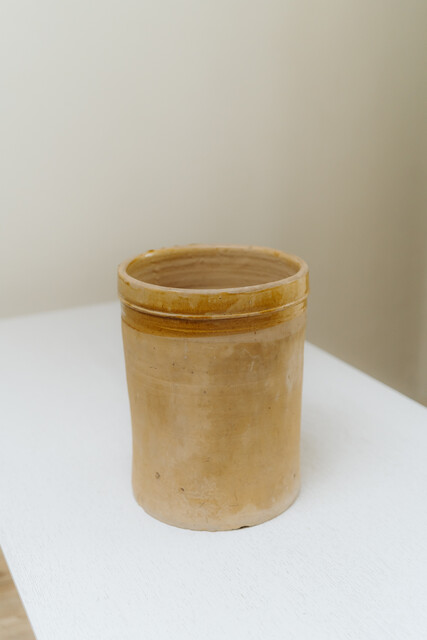 yellow glazed terra cotta vase 