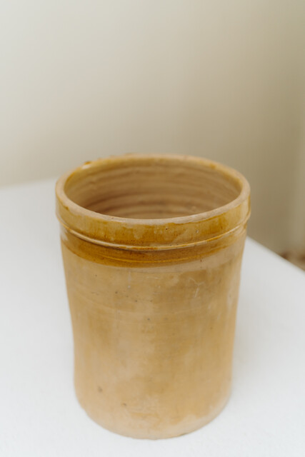 yellow glazed terra cotta vase 